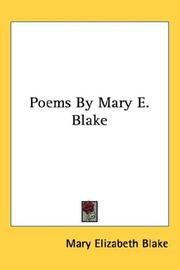 Cover of: Poems By Mary E. Blake