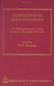 Cover of: Perspectives on Greek Philosophy: S.V. Keeling Memorial Lectures in Ancient Philosophy, 1992-2002 (Ashgate Keeling Series in Ancient Philosophy)