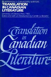 Cover of: Translation In Canadian Literature: Symposium 1982 (Reappraisals: Canadian Writers)
