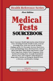 Cover of: Medical Tests Sourcebook: Basic Consumer Health Information About Medical Tests, Including Periodic Health Exams, General Screening Tests, Tests You Can ... Home, Findings of (Health Reference Series)