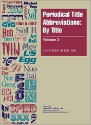 Cover of: Periodical Title Abbreviations: By Title (Periodical Title Abbreviations)