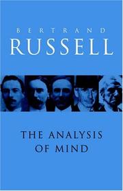 Cover of: The analysis of mind