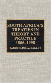 Cover of: South Africa's treaties in theory and practice, 1806-1998