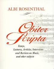 Obiter scripta : essays, lectures, articles, interviews and reviews on music, and other subjects
