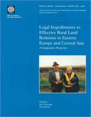 Cover of: Legal Impediments to Effective Rural Land Relations in Eastern Europe and Central Asia: A Comparative Perspective (World Bank Technical Paper, No. 436 (World Bank Technical Paper, No. 436.)