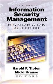 Cover of: Information Security Management Handbook, Fourth Edition, Volume III