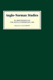 Proceedings of the Battle Conference on Anglo-Norman Studies, III, 1980