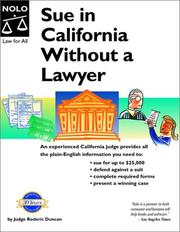 Cover of: Sue in California Without a Lawyer