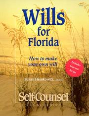 Cover of: Wills for Florida: How to Make Your Own Will (Self-Counsel Legal Series)