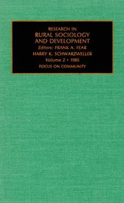 Cover of: Research in Rural Sociology and Development: Focus on Community (Research in Rural Sociology and Development)