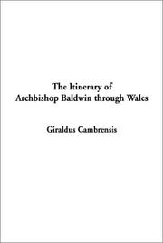 Cover of: The Itinerary of Archbishop Baldwin Through Wales