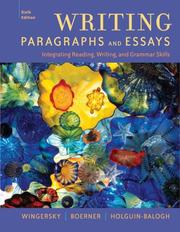 Cover of: Writing Paragraphs and Essays by Joy Wingersky, Janice K. Boerner, Diana Holguin-Balogh
