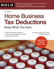 Cover of: Home Business Tax Deductions: Keep What You Earn