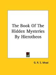 Cover of: The Book of the Hidden Mysteries by Hierotheos by G. R. S. Mead