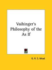 Cover of: Vaihinger's Philosophy of the As If