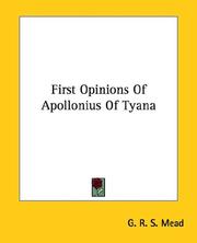 Cover of: First Opinions of Apollonius of Tyana