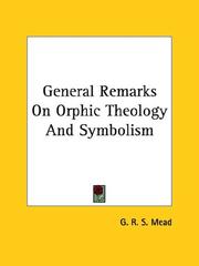 Cover of: General Remarks on Orphic Theology and Symbolism