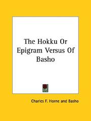 Cover of: The Hokku or Epigram Verses of Basho