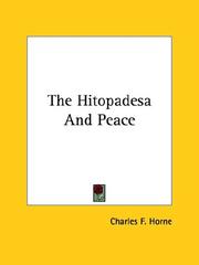 Cover of: The Hitopadesa and Peace