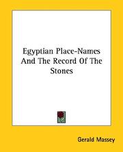 Cover of: Egyptian Place-names and the Record of the Stones