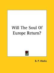 Cover of: Will the Soul of Europe Return?