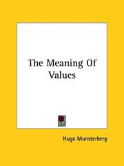 Cover of: The Meaning of Values