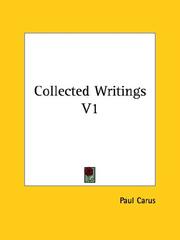 Cover of: Collected Writings V1 by Paul Carus