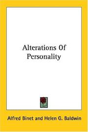 Cover of: Alterations Of Personality by Alfred Binet