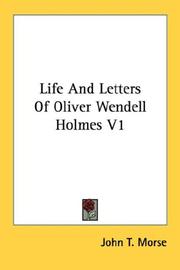 Cover of: Life And Letters Of Oliver Wendell Holmes V1