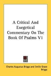 Cover of: A Critical And Exegetical Commentary On The Book Of Psalms V1