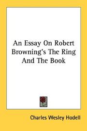 Cover of: An Essay On Robert Browning's The Ring And The Book