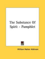 Cover of: The Substance Of Spirit - Pamphlet
