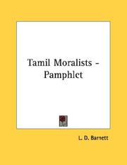Cover of: Tamil Moralists - Pamphlet by Lionel D. Barnett