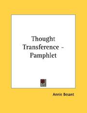 Cover of: Thought Transference - Pamphlet