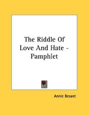 Cover of: The Riddle Of Love And Hate - Pamphlet