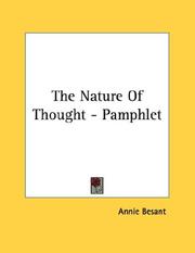 Cover of: The Nature Of Thought - Pamphlet