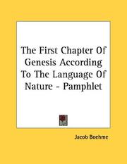 Cover of: The First Chapter Of Genesis According To The Language Of Nature - Pamphlet
