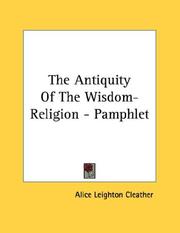 Cover of: The Antiquity Of The Wisdom-Religion - Pamphlet