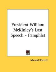 Cover of: President William McKinley's Last Speech - Pamphlet
