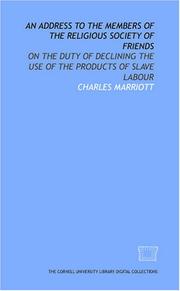Cover of: An Address to the members of the Religious Society of Friends | Charles Marriott