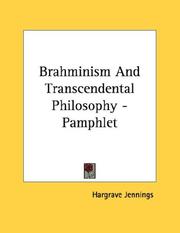 Cover of: Brahminism And Transcendental Philosophy - Pamphlet