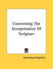 Cover of: Concerning The Interpretation Of Scripture