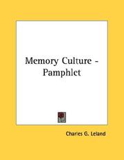 Cover of: Memory Culture - Pamphlet