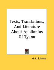 Cover of: Texts, Translations, And Literature About Apollonius Of Tyana