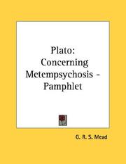 Cover of: Plato: Concerning Metempsychosis - Pamphlet
