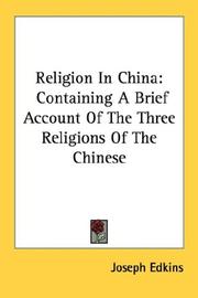 Cover of: Religion In China by Joseph Edkins