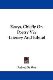 Cover of: Essays, Chiefly On Poetry V2: Literary And Ethical