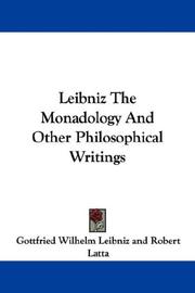 Cover of: Leibniz The Monadology And Other Philosophical Writings
