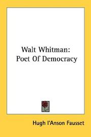 Cover of: Walt Whitman by Fausset, Hugh I'Anson