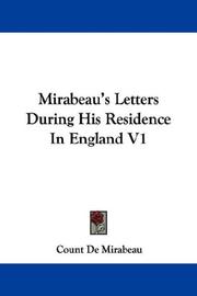 Cover of: Mirabeau's Letters During His Residence In England V1